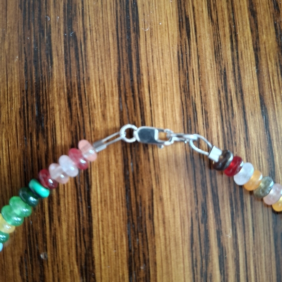 Anklet Multicolored Multi Rondelle Gemstones Tiny Beads 9.5" - Picture 3 of 4